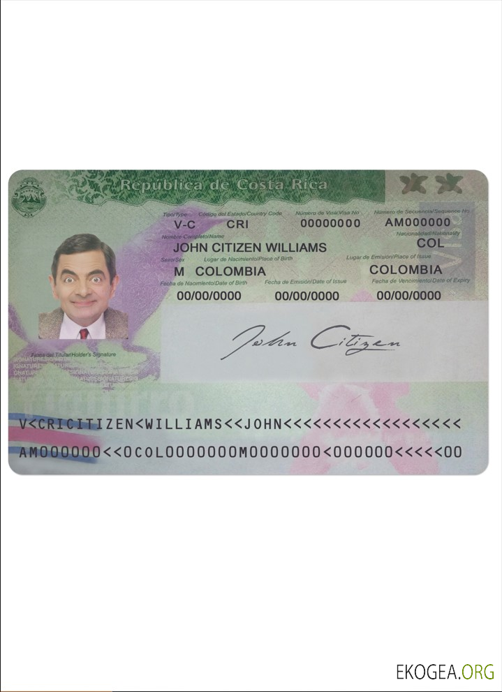 Visa Costa Rica template Visa Costa Rica template